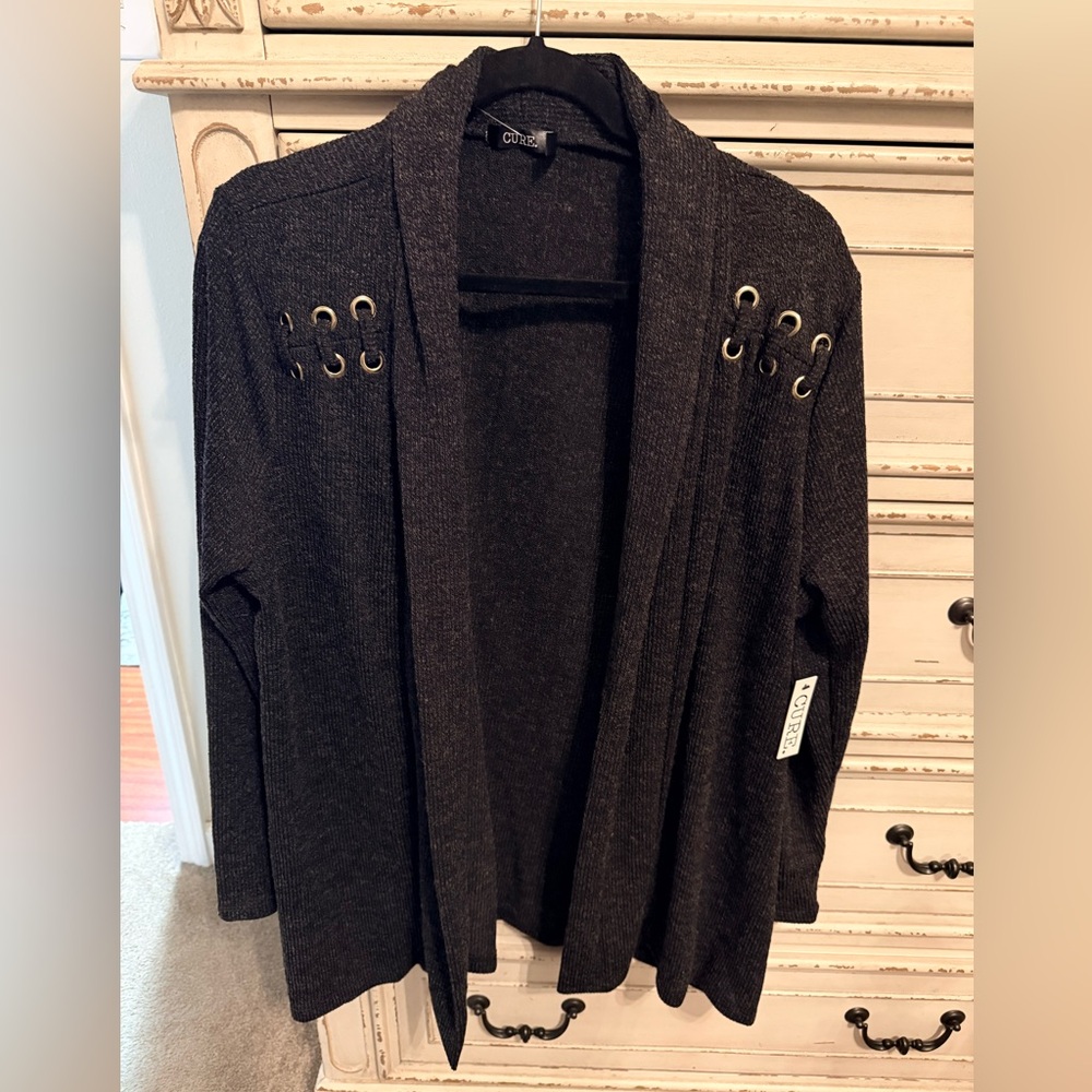 Black Open-Front Sweater